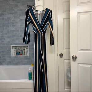 Blue & White Jumpsuit Romper